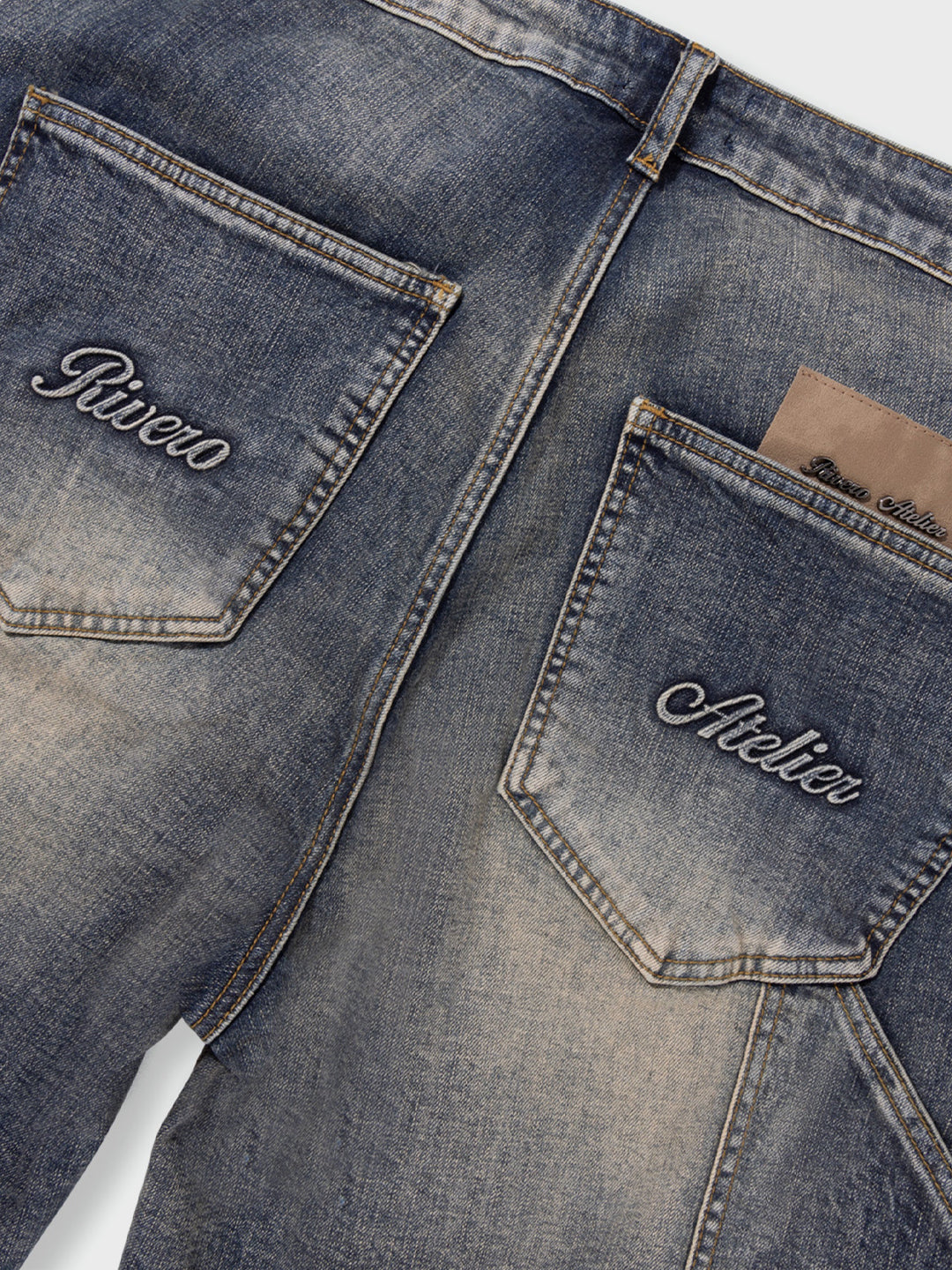 Rivero Worker Denim Shorts Midnight Blue - close-up achterkant