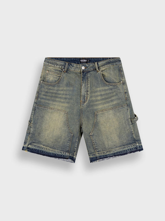 Rivero Worker Denim Shorts Veridian - voorkant