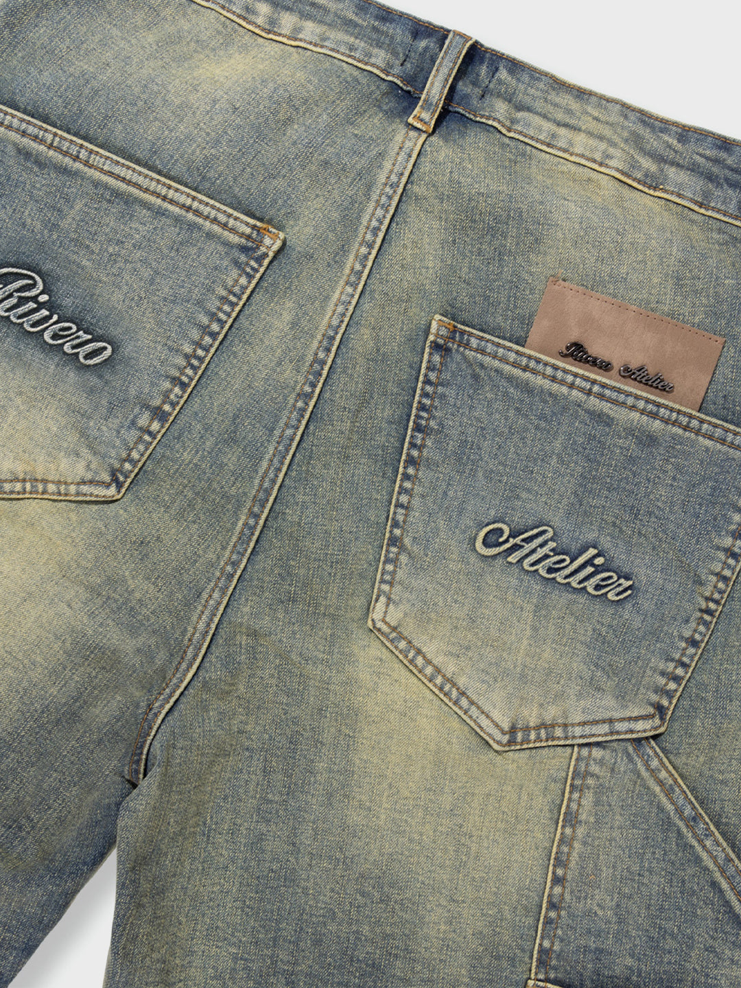 Rivero Worker Denim Shorts Veridian - close-up achterkant