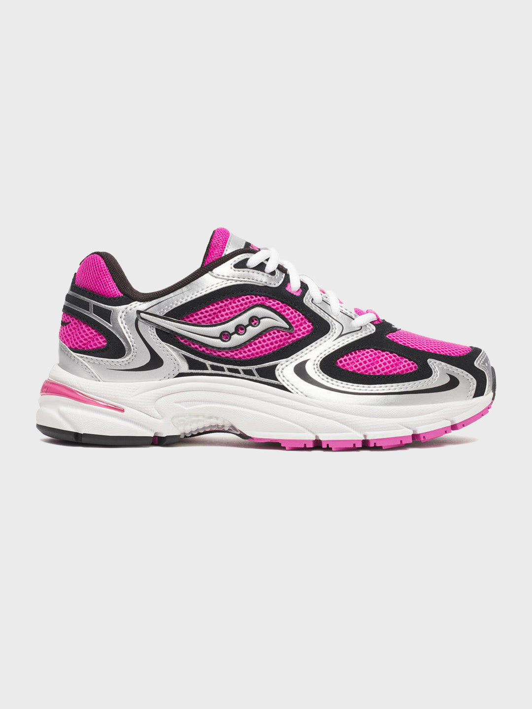 Zijaanzicht van de Saucony Grid Jazz 9 sneaker in Pink/Silver