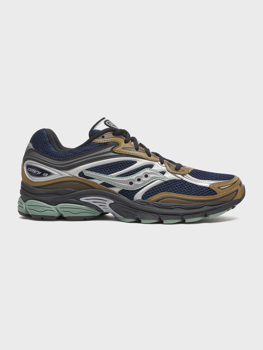 Saucony Progrid Omni 9 Sneakers Brown/Navy – zijaanzicht