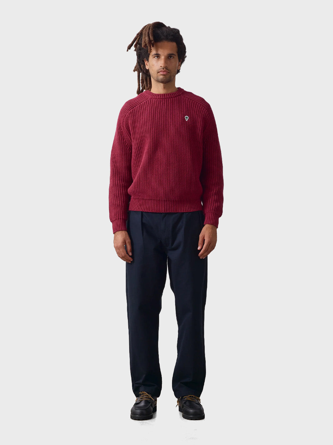 Service Works Artichoke Chunky Knitted Sweater Burgundy – outfit