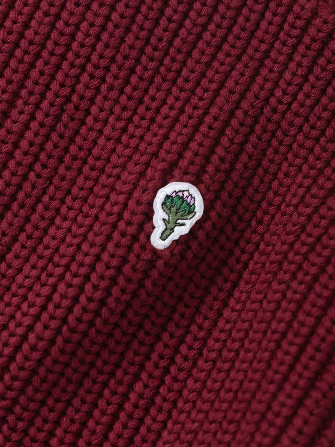 Service Works Artichoke Chunky Knitted Sweater Burgundy – close-up