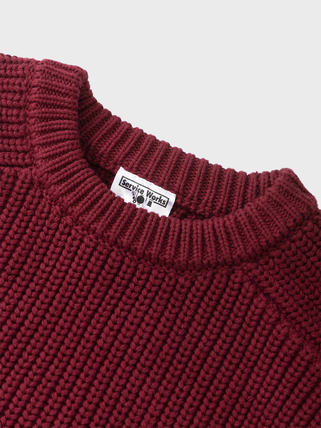 Service Works Artichoke Chunky Knitted Sweater Burgundy – detailshot
