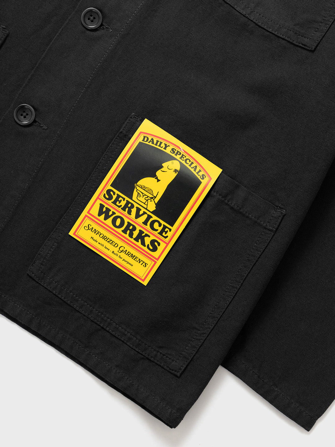 Service Works Classic Chore Shirt Black - close-up label