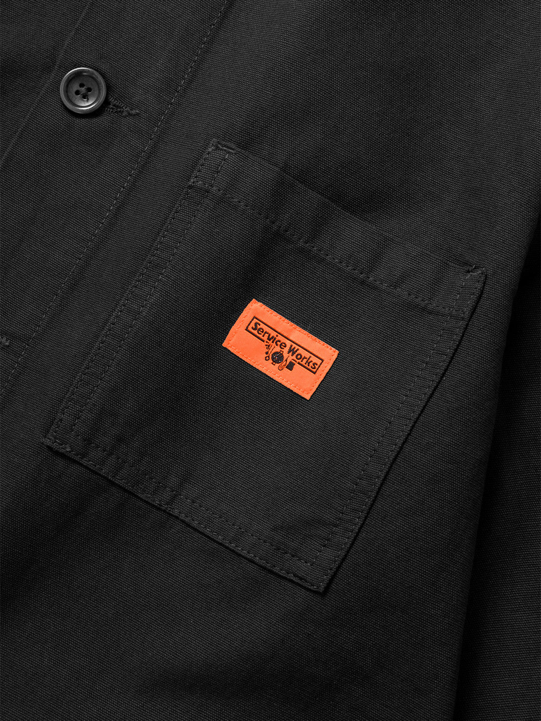 Service Works Classic Chore Shirt Black - close-up branding