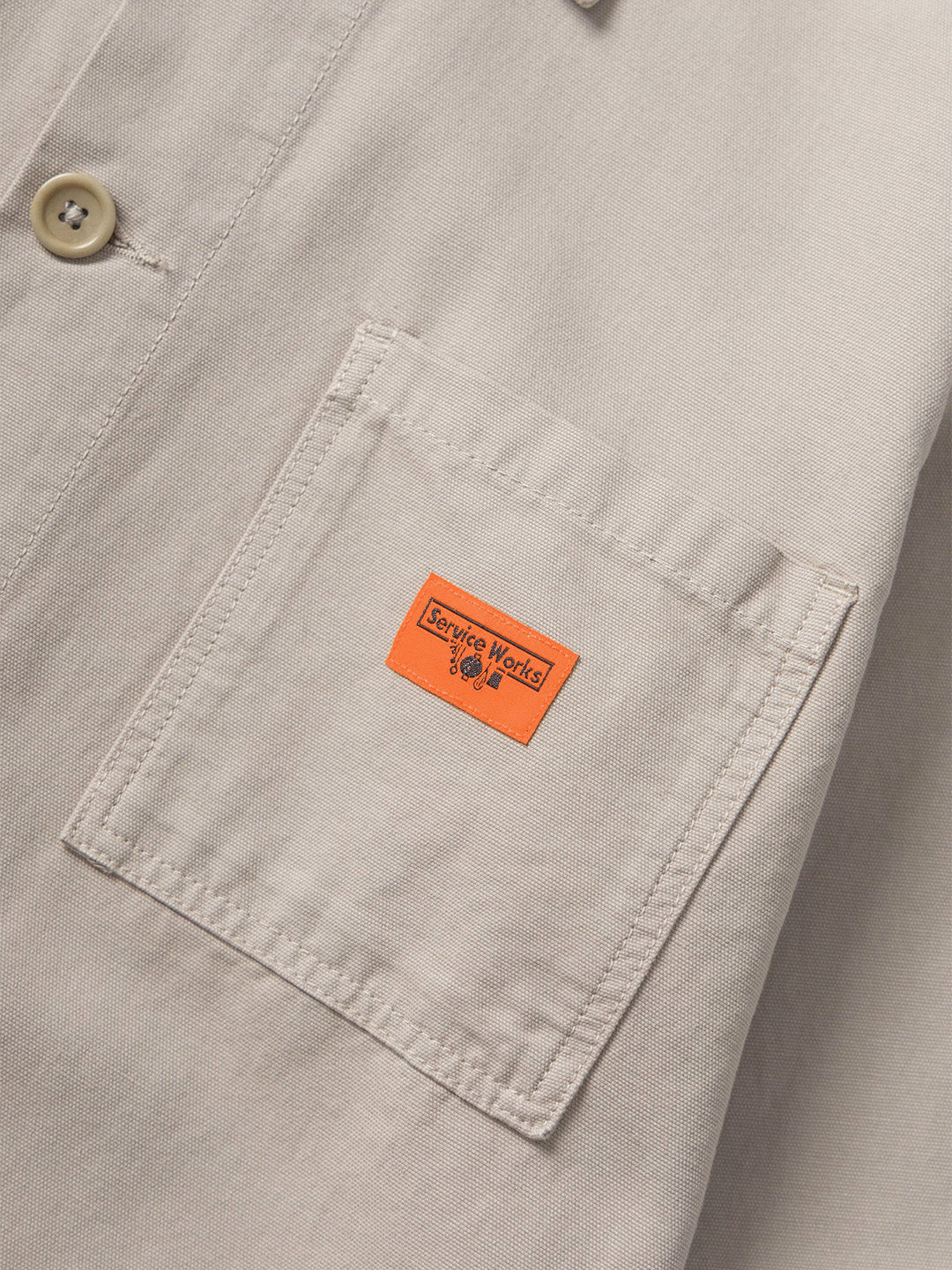 Service Works Classic Chore Shirt Stone - close-up label