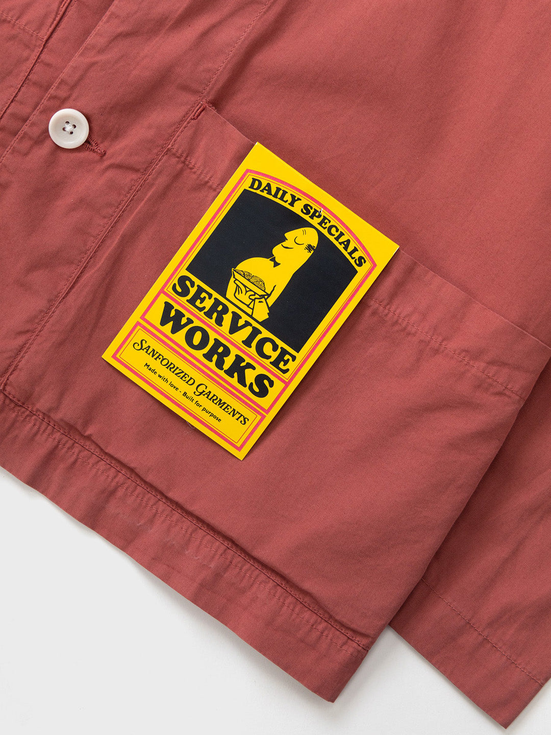 Service Works Easy Chef Shirt Clay - close-up label