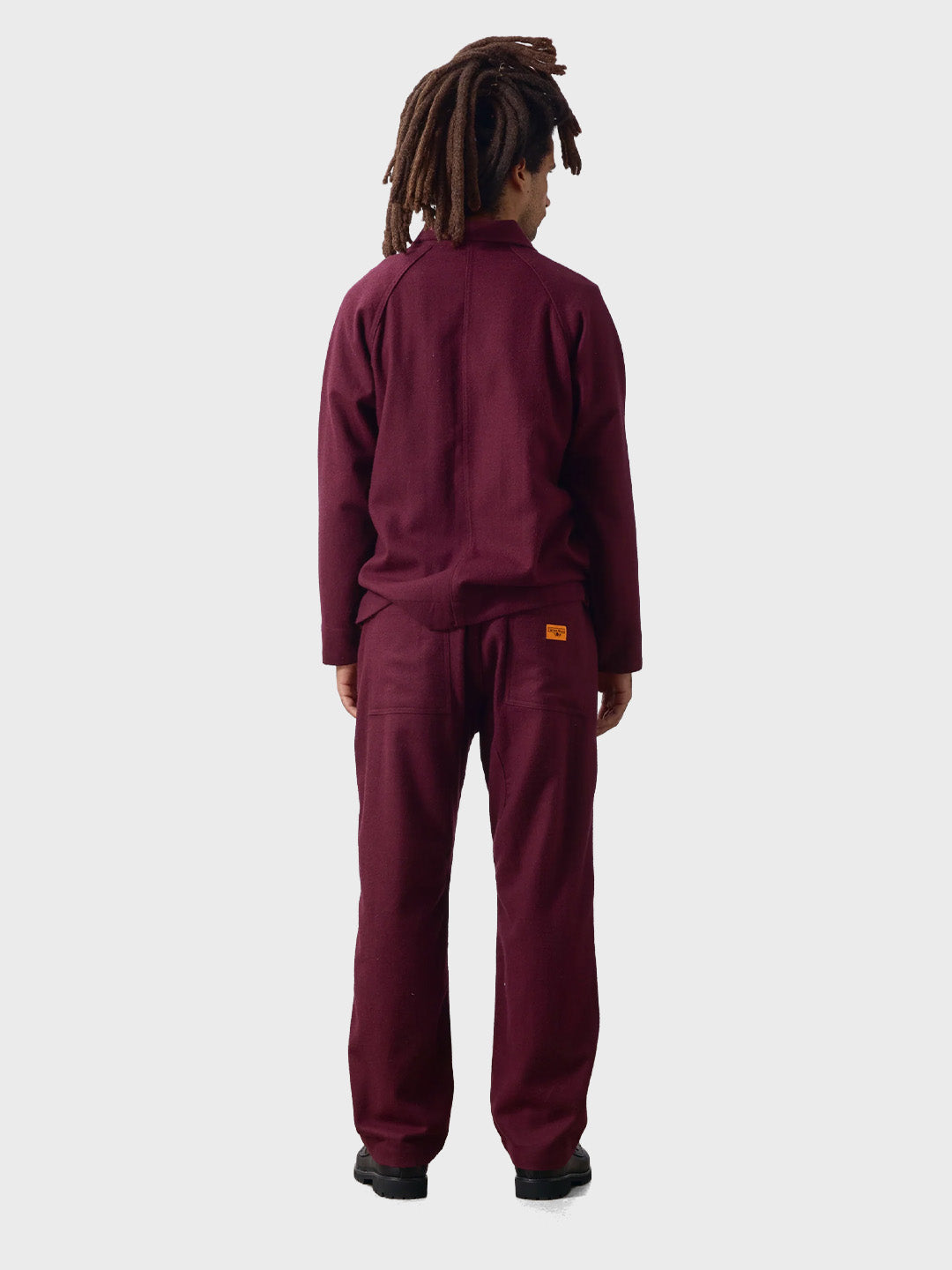 Service Works Flannel Chef Pants Burgundy – outfit achterkant