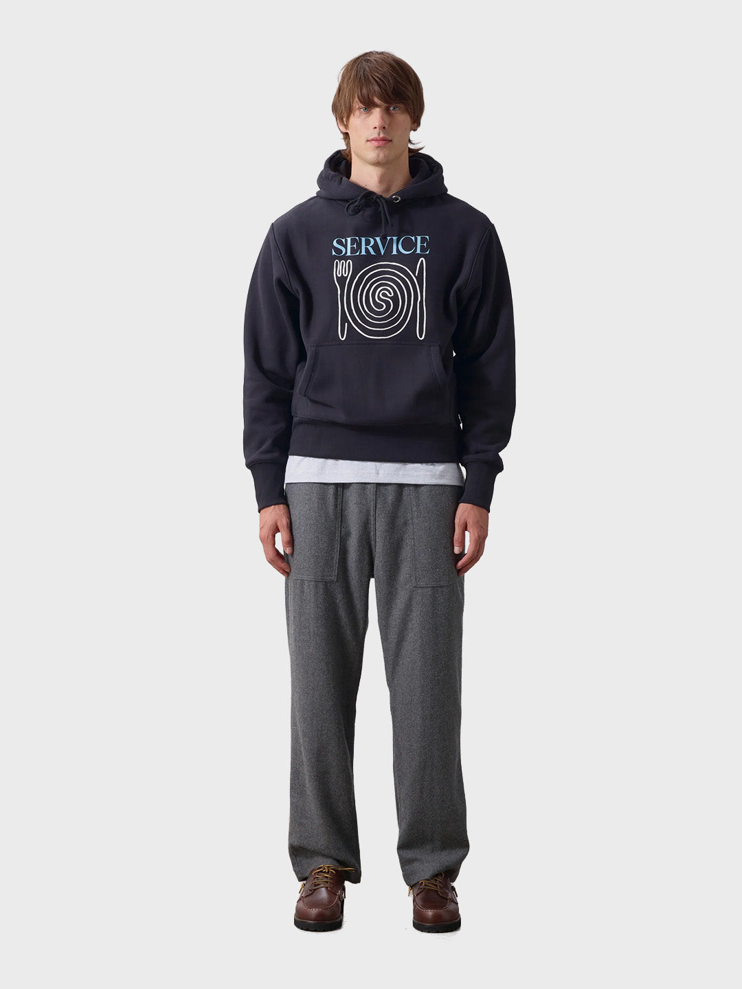 Service Works Flannel Chef Pants Charcoal – outfit voorkant