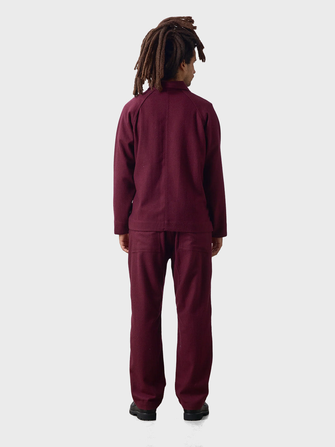 Service Works Flannel FOH Overshirt Burgundy – outfit achterkant