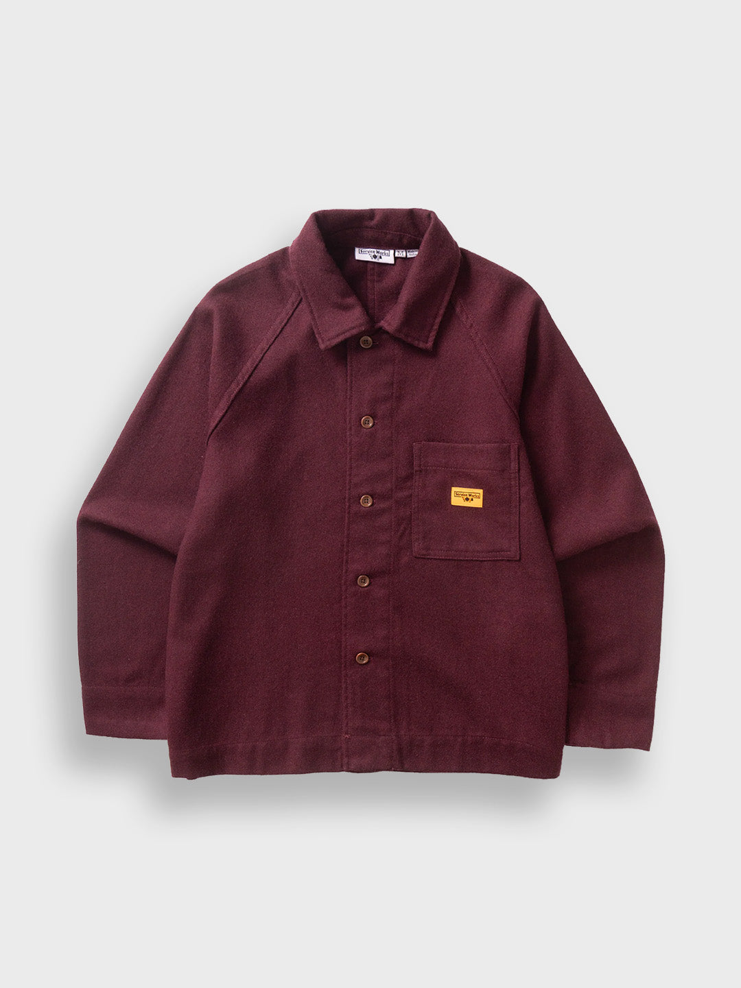 Service Works Flannel FOH Overshirt Burgundy – productfoto voor