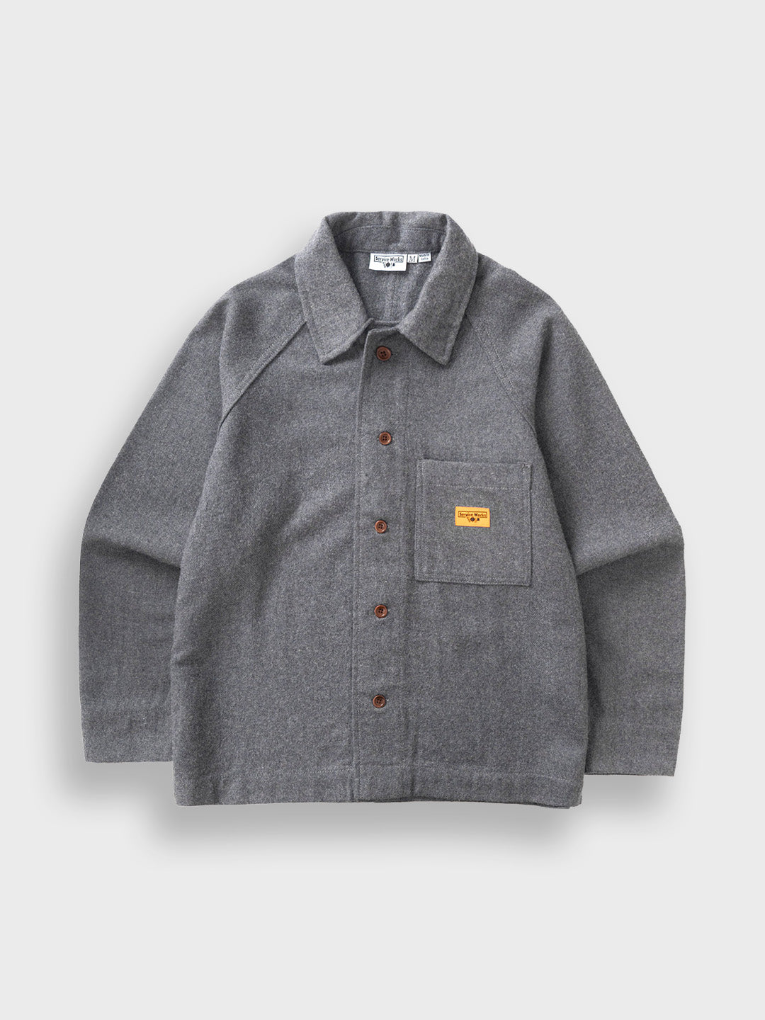 Service Works Flannel FOH Overshirt Charcoal – productfoto voor