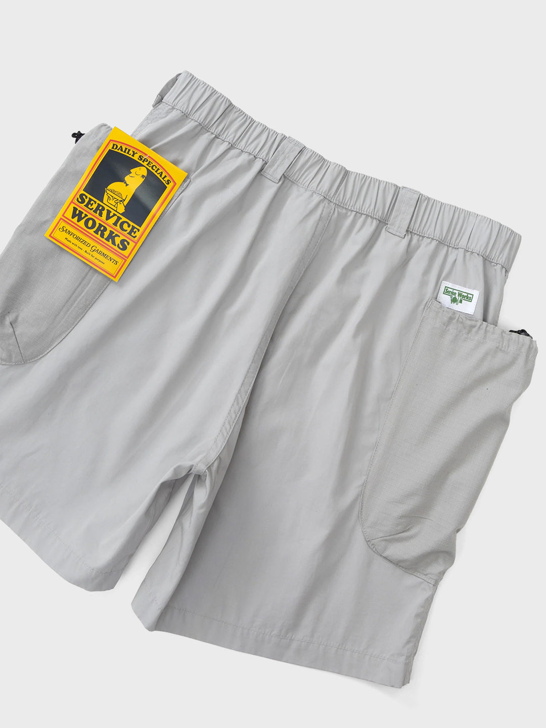Service Works Gardner Shorts Silver - close-up achterkant