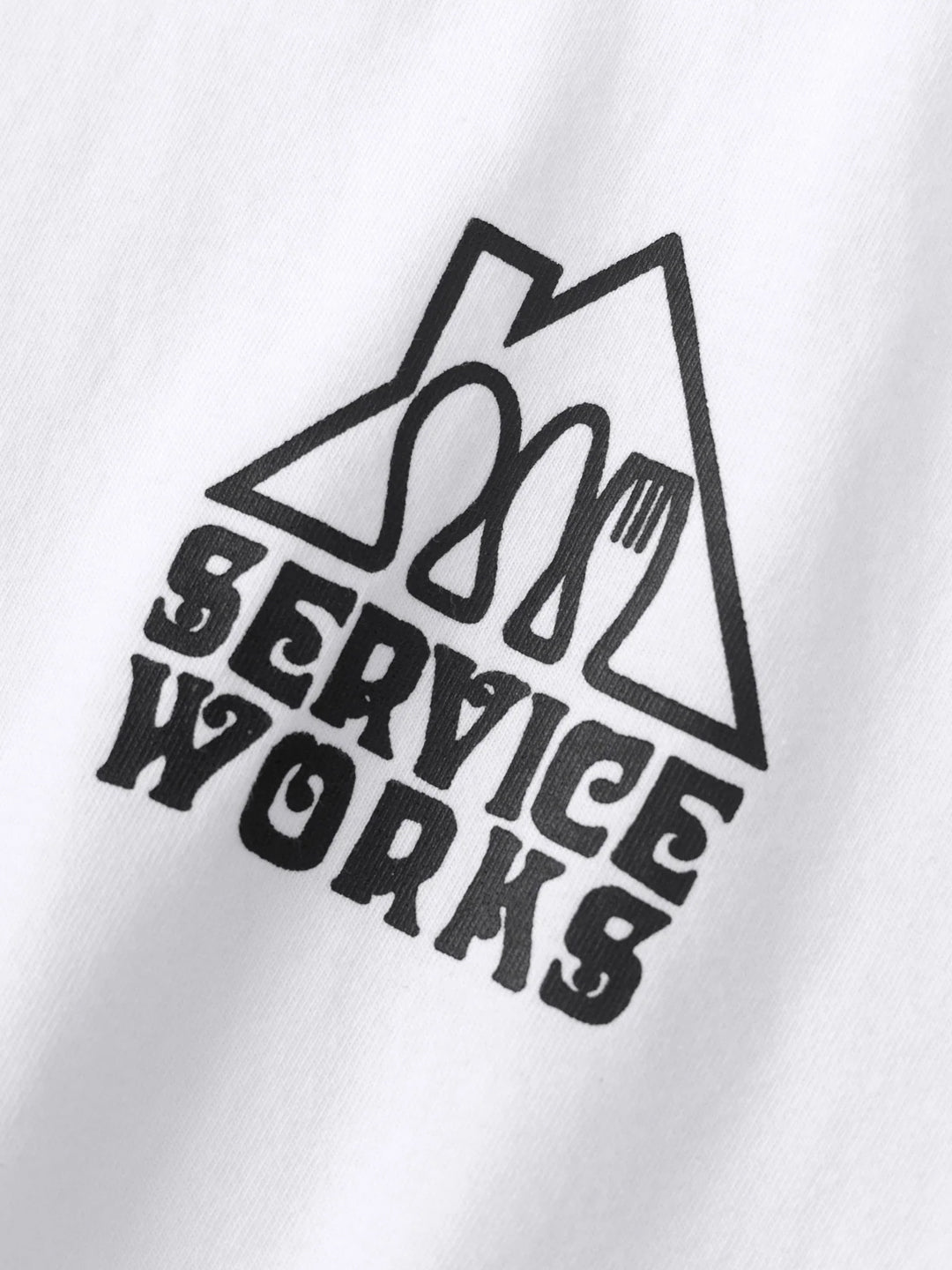 Service Works Home Comforts T-Shirt White - close-up graphic
