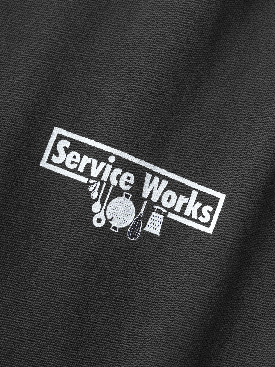 Service Works Pigment Dyed Trademark T-Shirt Black - close-up graphic