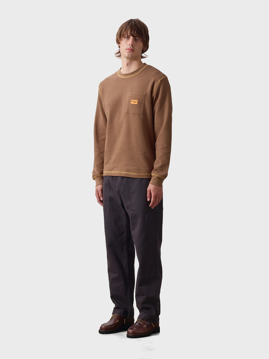 Service Works Waffle Thermal Longsleeve Brown – outfit