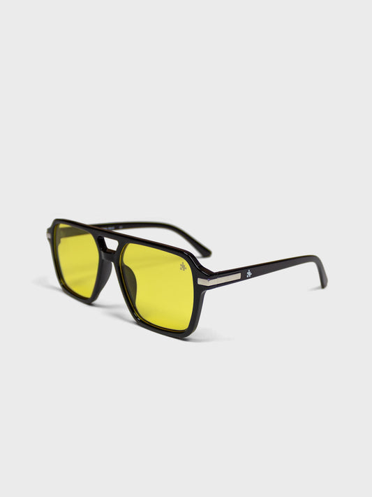 The Missing Piece Aviator Shades Black/Yellow – schuin vooraanzicht