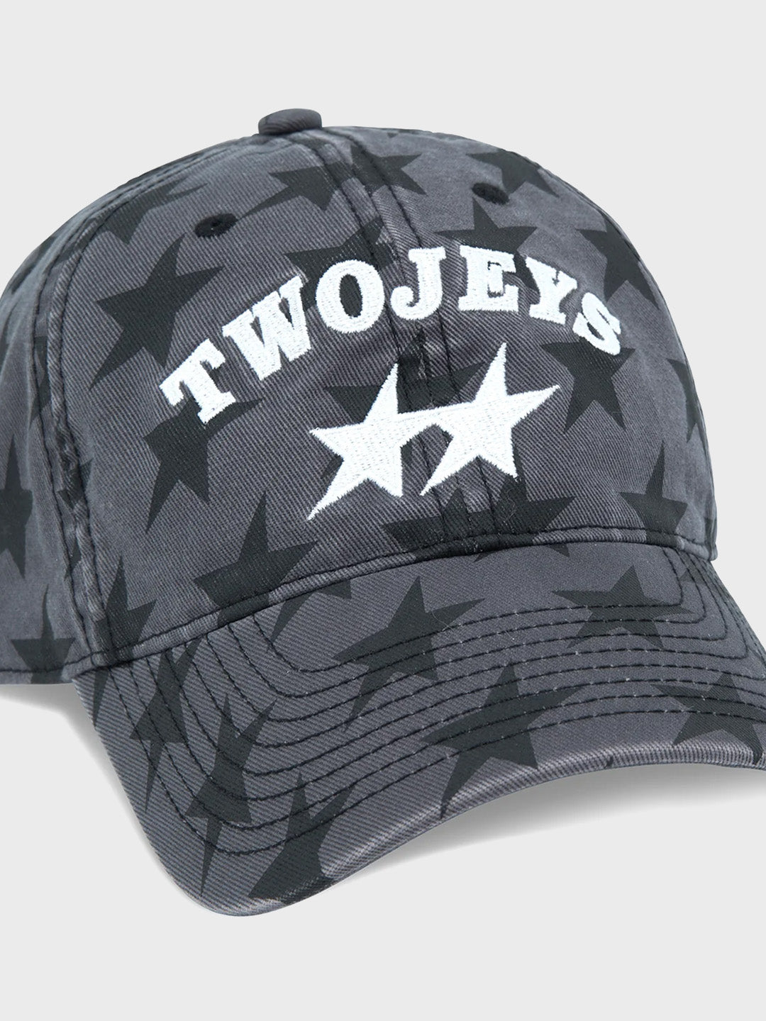 TwoJeys All-Over Dad Cap Washed Black – close-up