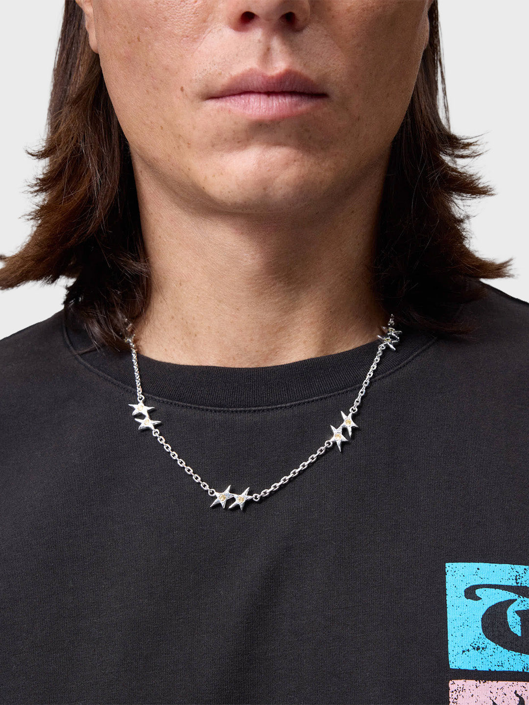 TwoJeys Icon Yellow Stone Necklace Silver – op model