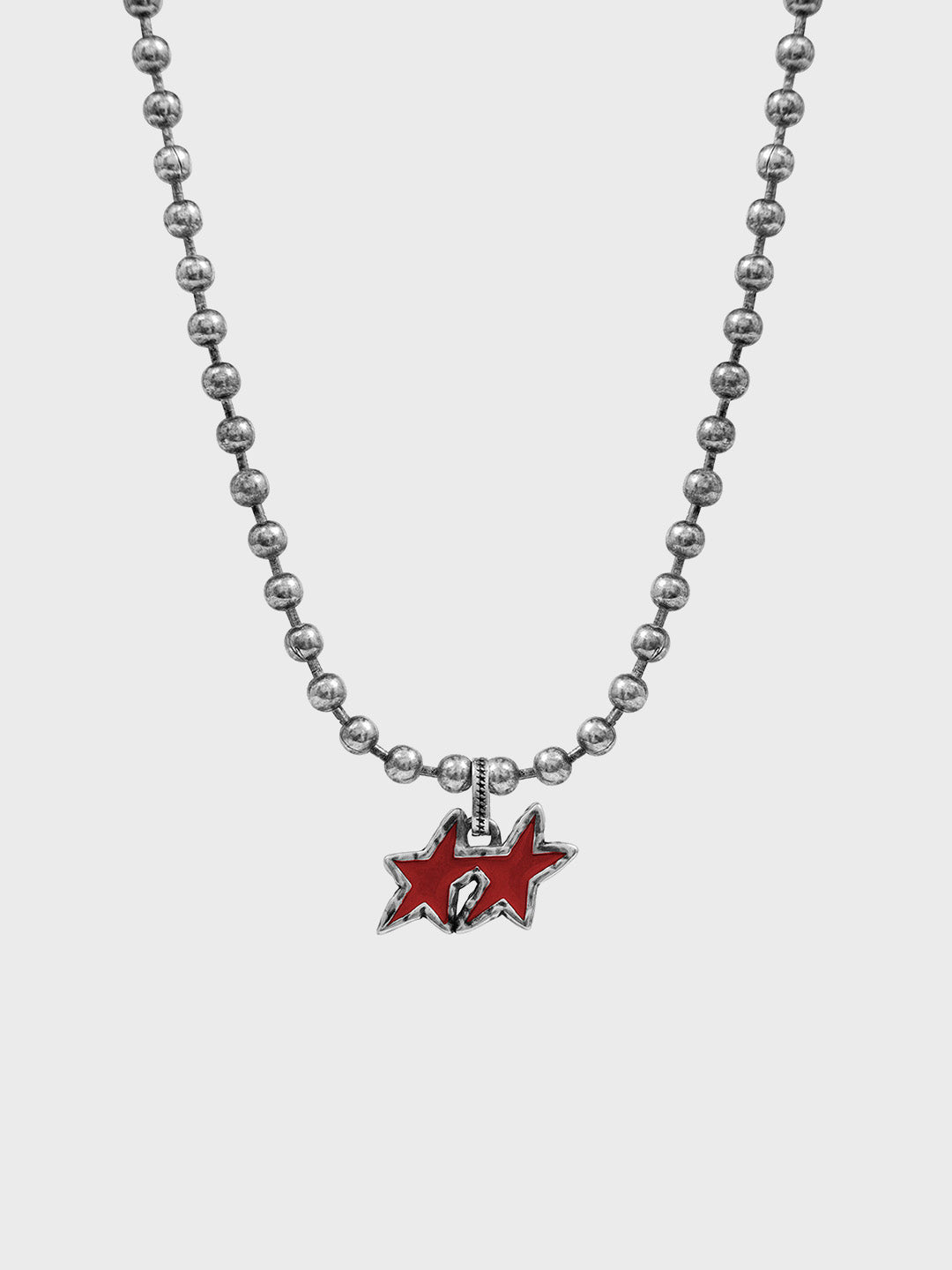 TwoJeys Red Melted Stars Ball Necklace Silver