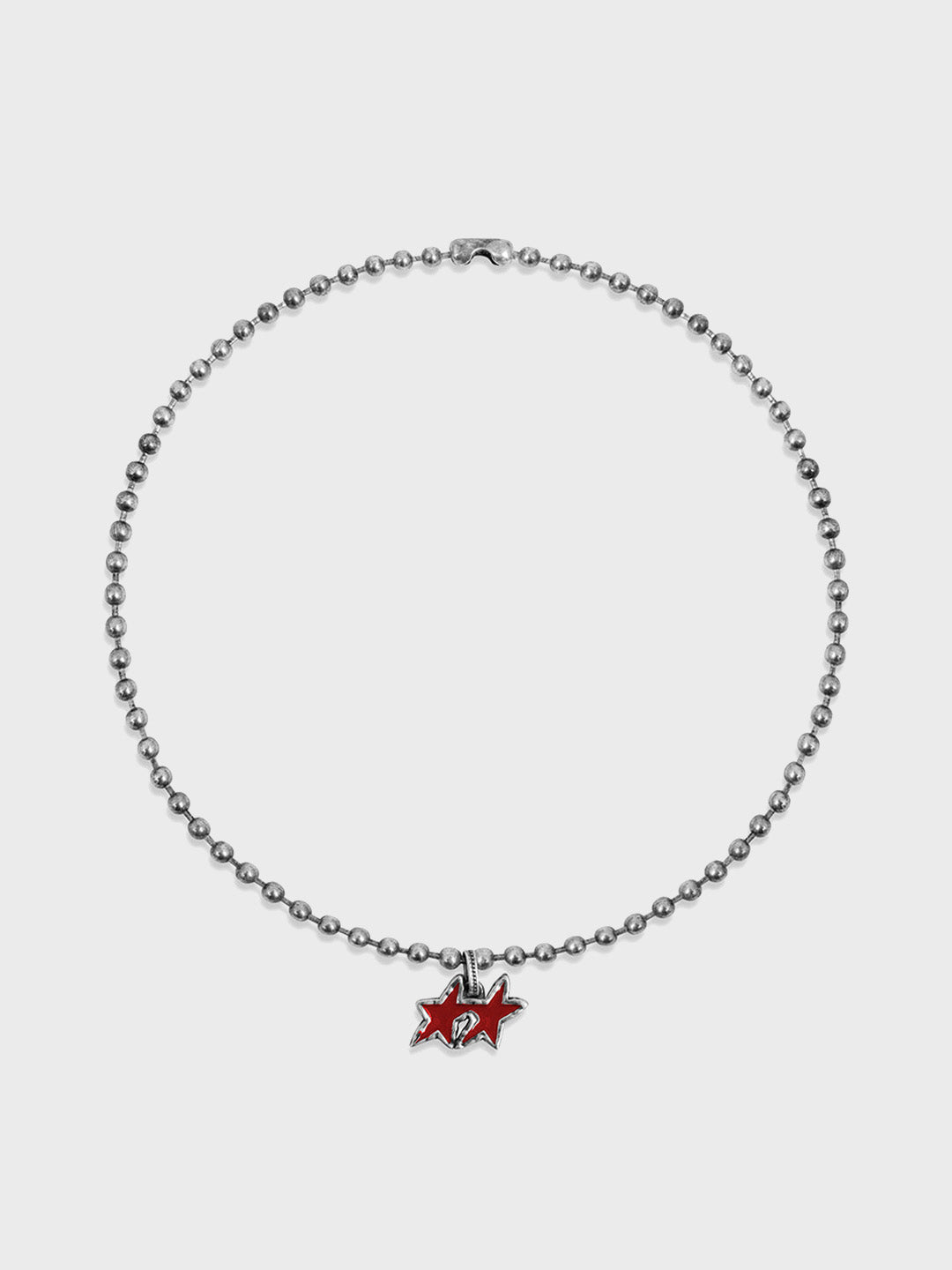 TwoJeys Red Melted Stars Ball Necklace Silver – voor