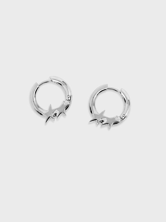 TwoJeys TJ Icon Earrings met sterren logo – productshot zilver