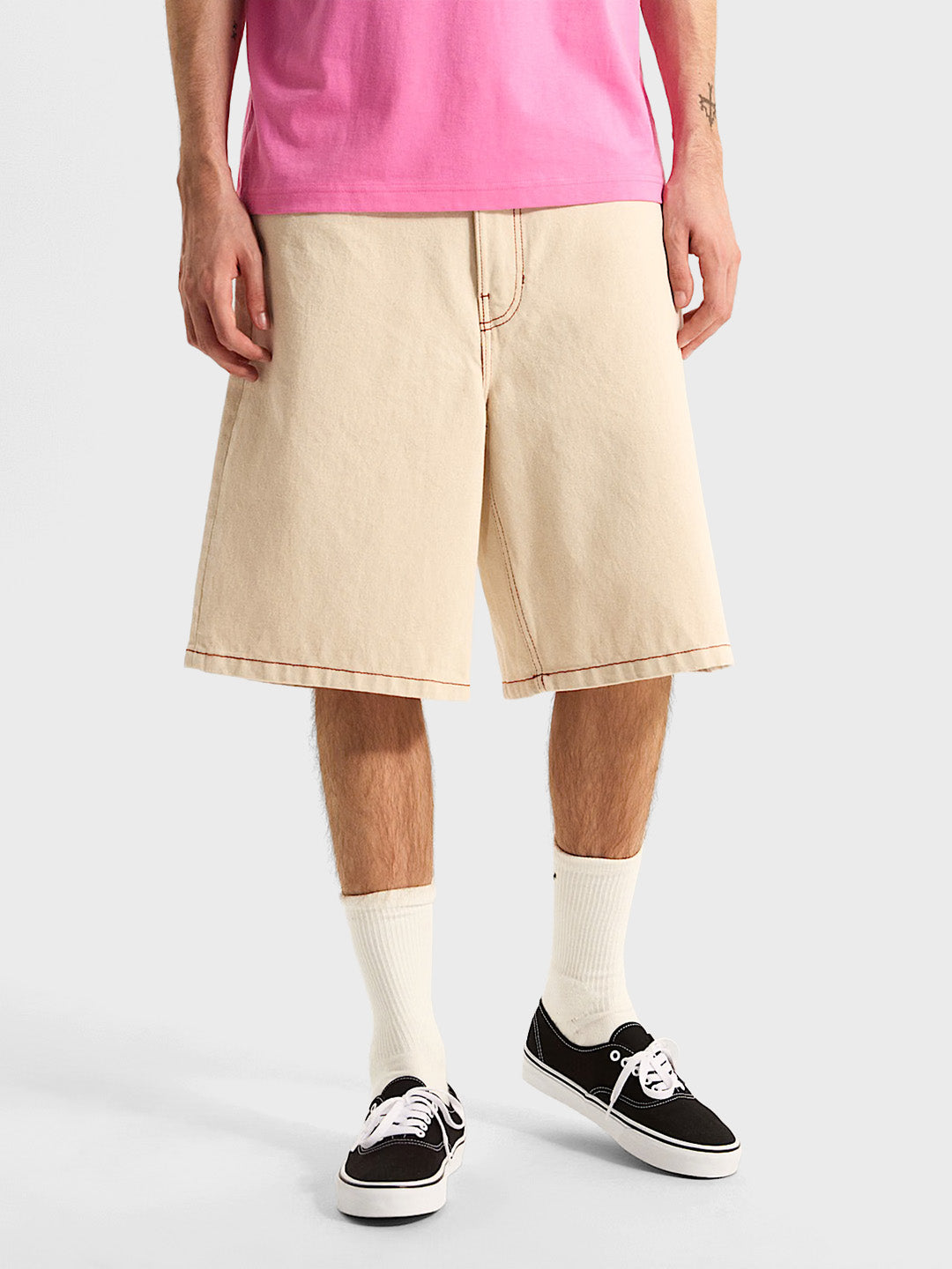 Vans Check-5 Denim Shorts Natural Seed - model voorkant