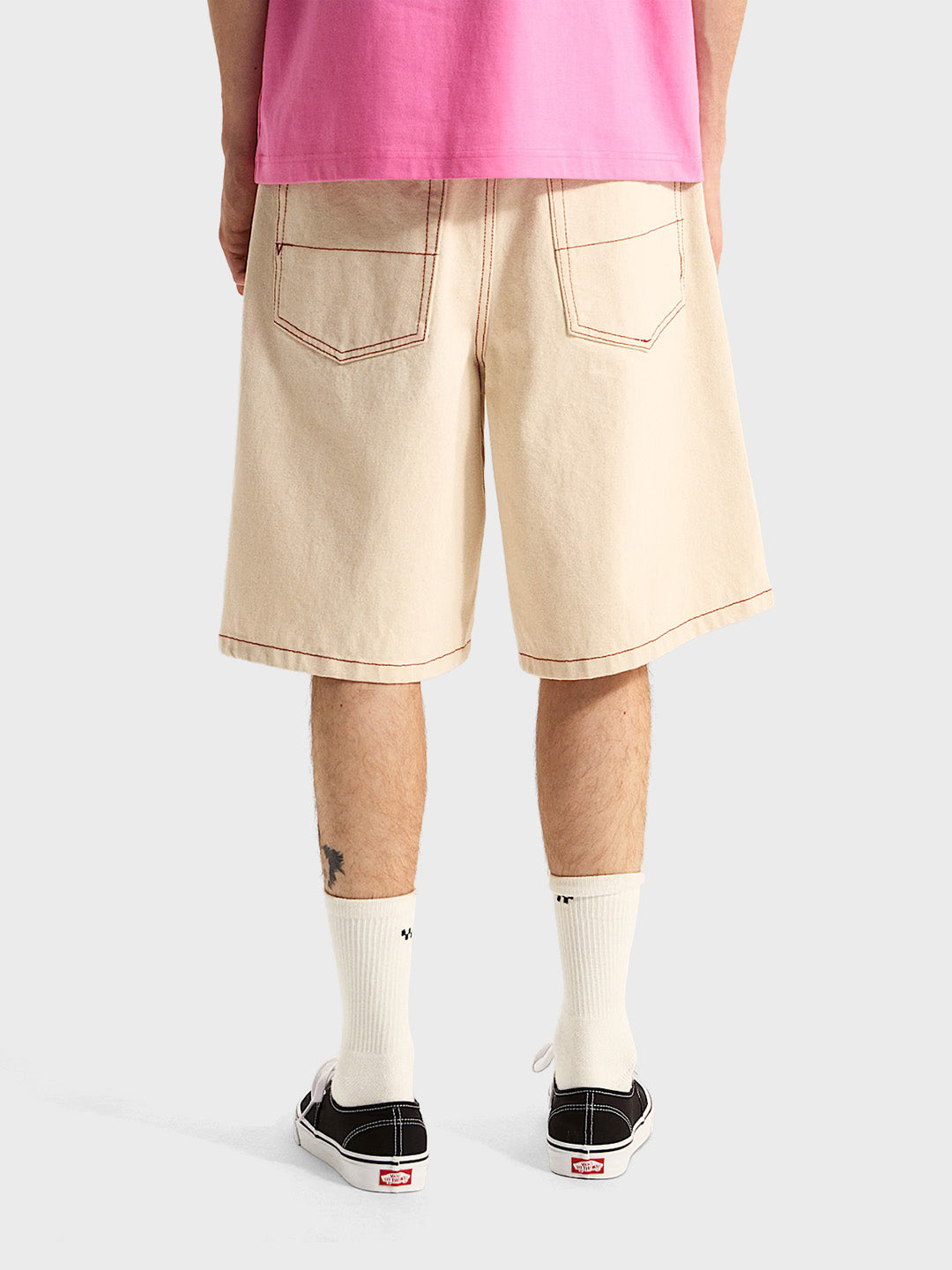 Vans Check-5 Denim Shorts Natural Seed - model achterkant