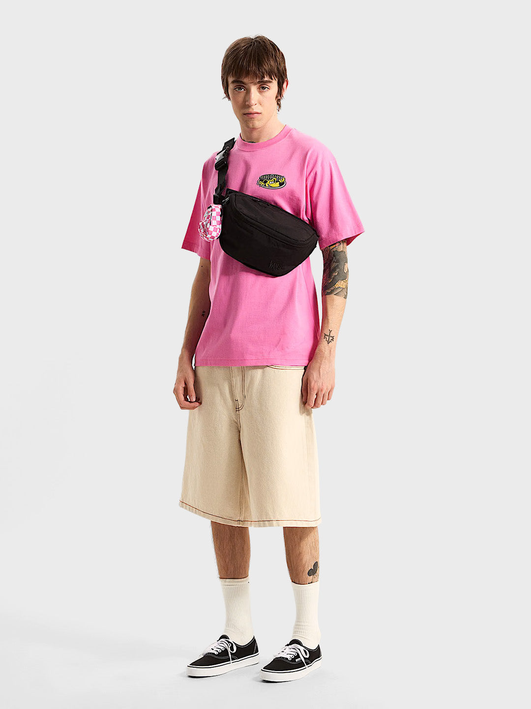 Vans Check-5 Denim Shorts Natural Seed - full outfit
