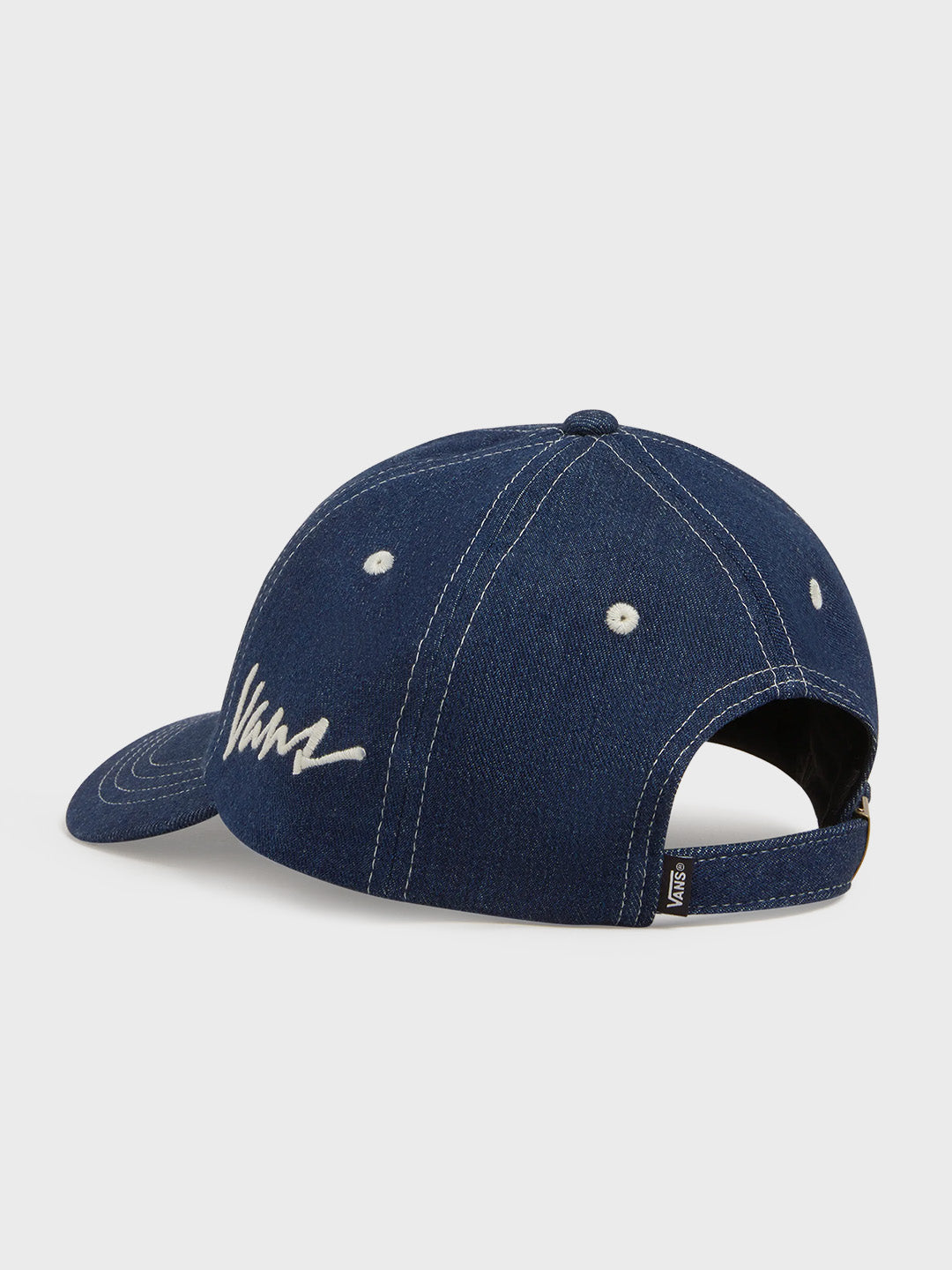 Vans Classic Script Denim Cap Blue – schuin achter