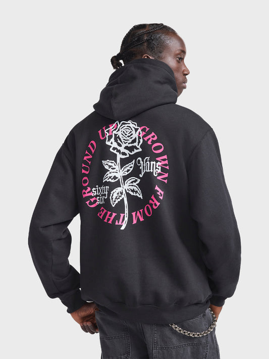 Vans Grown From The Ground Up Hoodie Black – achterzijde met rozen graphic