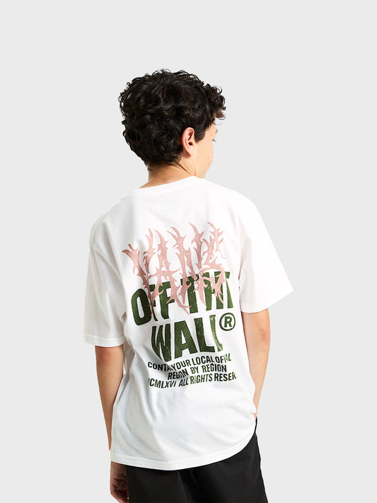 achterkant Vans Metal Wall Kids T-Shirt in wit met grote rugprint