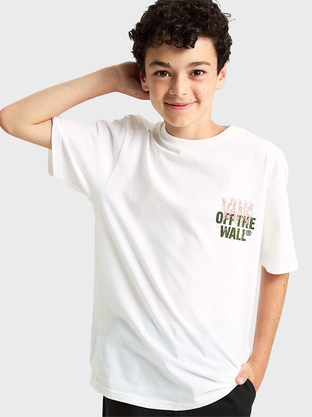 voorkant wit Vans Metal Wall Kids T-Shirt met borstlogo