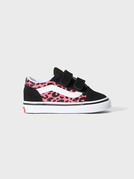 Vans Old Skool (TD) Kinderschoenen Glitter Leopard Pink - zijkant