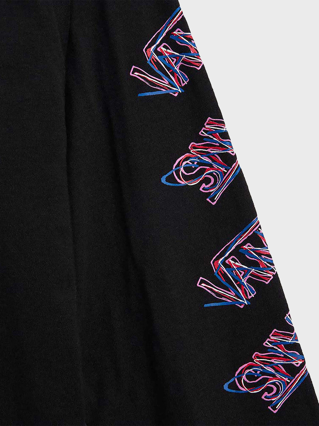 Close-up van gekleurde branding op mouw Vans Scribble Kids Longsleeve