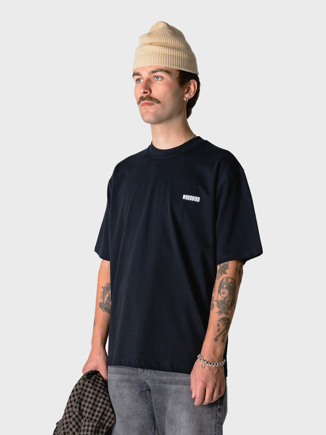 Woodbird WBBaine Sea T-Shirt Black - zijkant