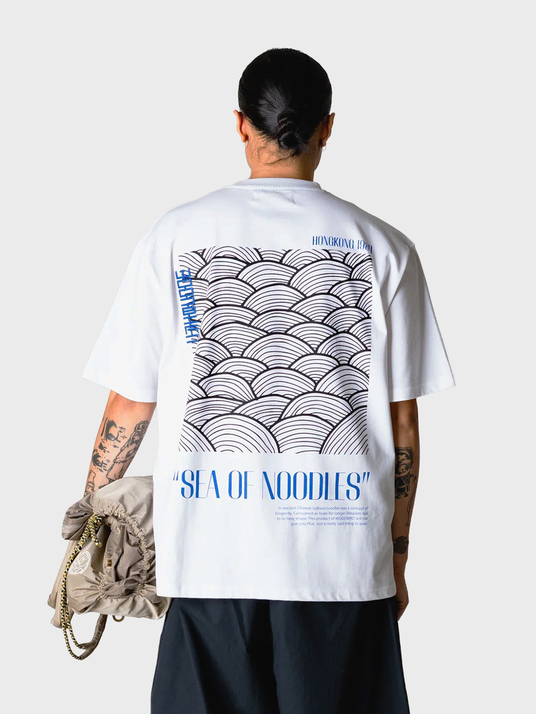 Woodbird WBBaine Sea T-Shirt White - model achterkant