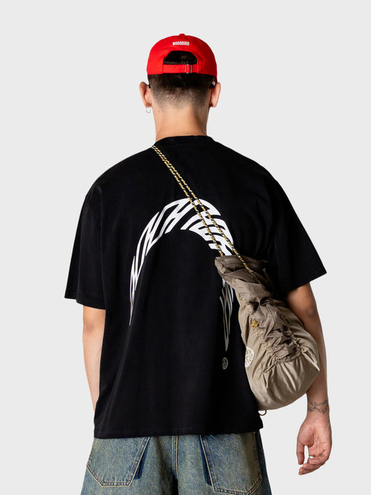 Woodbird WBBaine Warp Acid T-Shirt Black - achterkant model