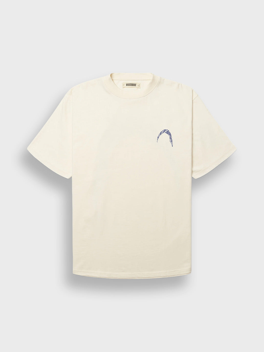 Woodbird WBBaine Warp T-Shirt Off-White/Cobalt Blue – productfoto voor