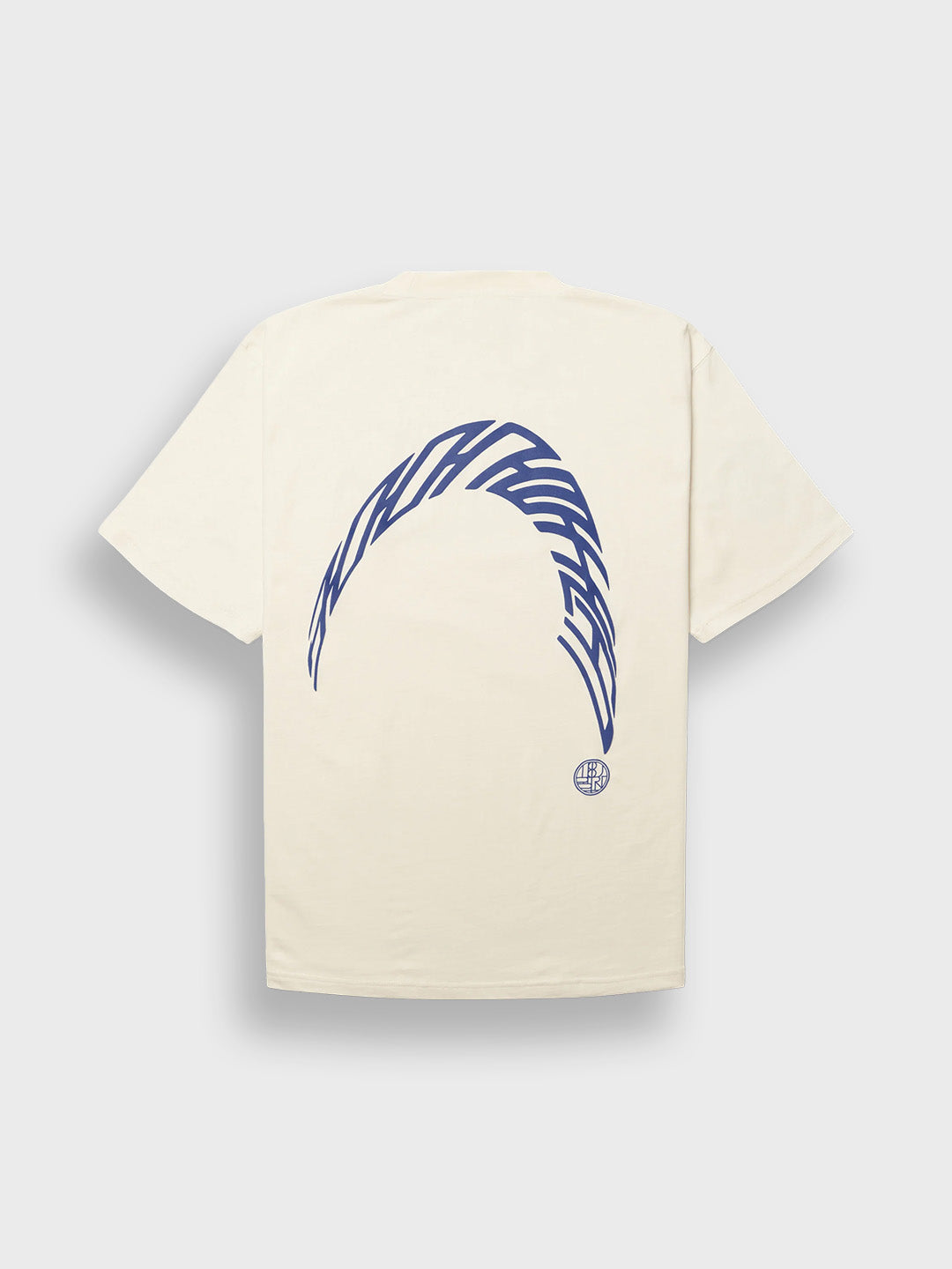 Woodbird WBBaine Warp T-Shirt Off-White/Cobalt Blue – productfoto achter