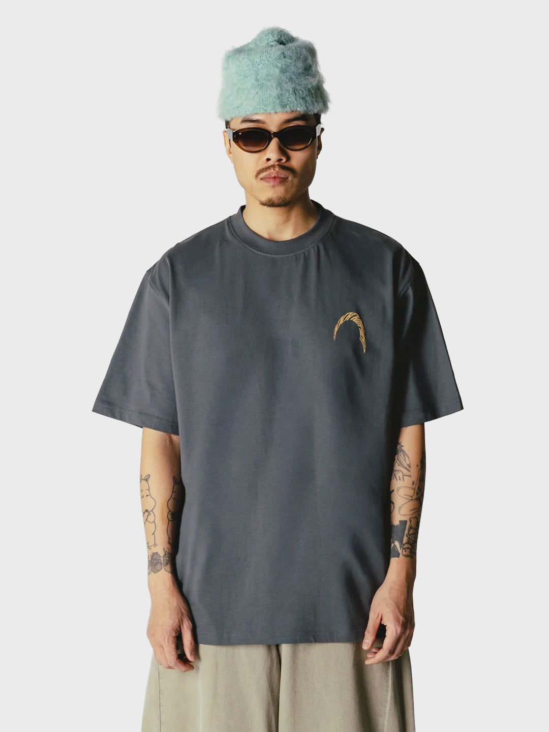 Woodbird WBBaine Warp T-Shirt Slate Blue – voorkant