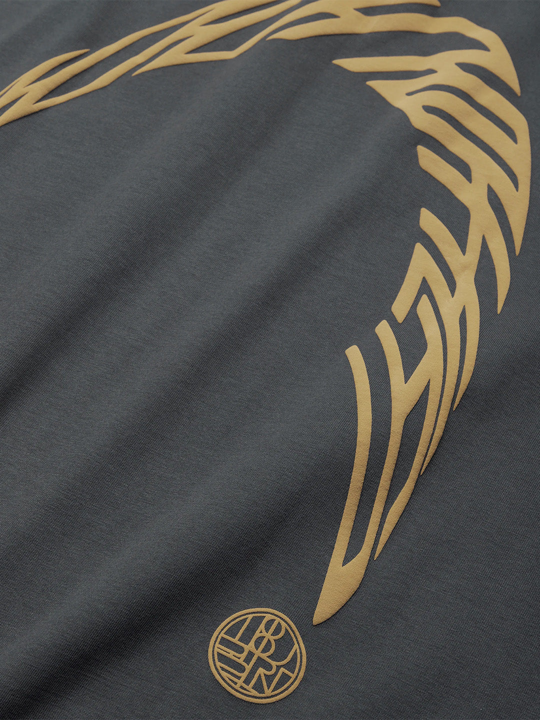 Woodbird WBBaine Warp T-Shirt Slate Blue – close-up