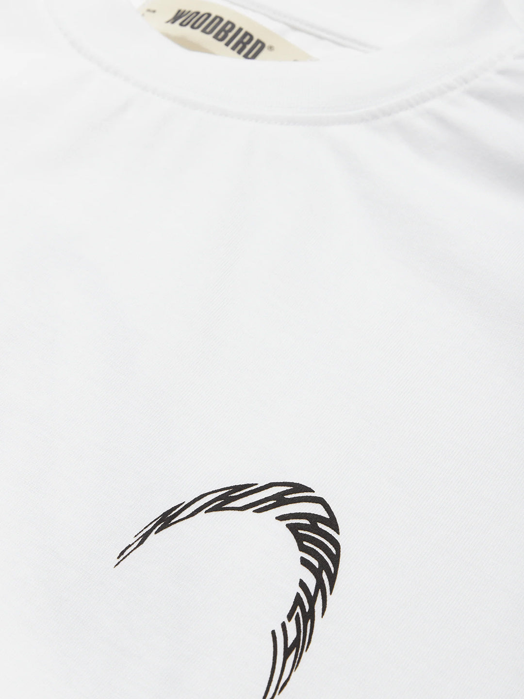 Woodbird WBBaine Warp T-Shirt White - close-up voorkant