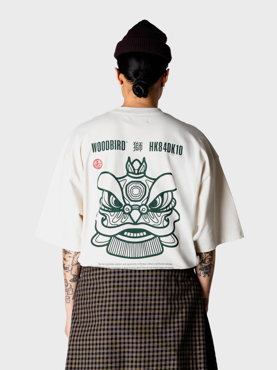 Woodbird WBBeam Lion T-Shirt Off-White - model achterkant