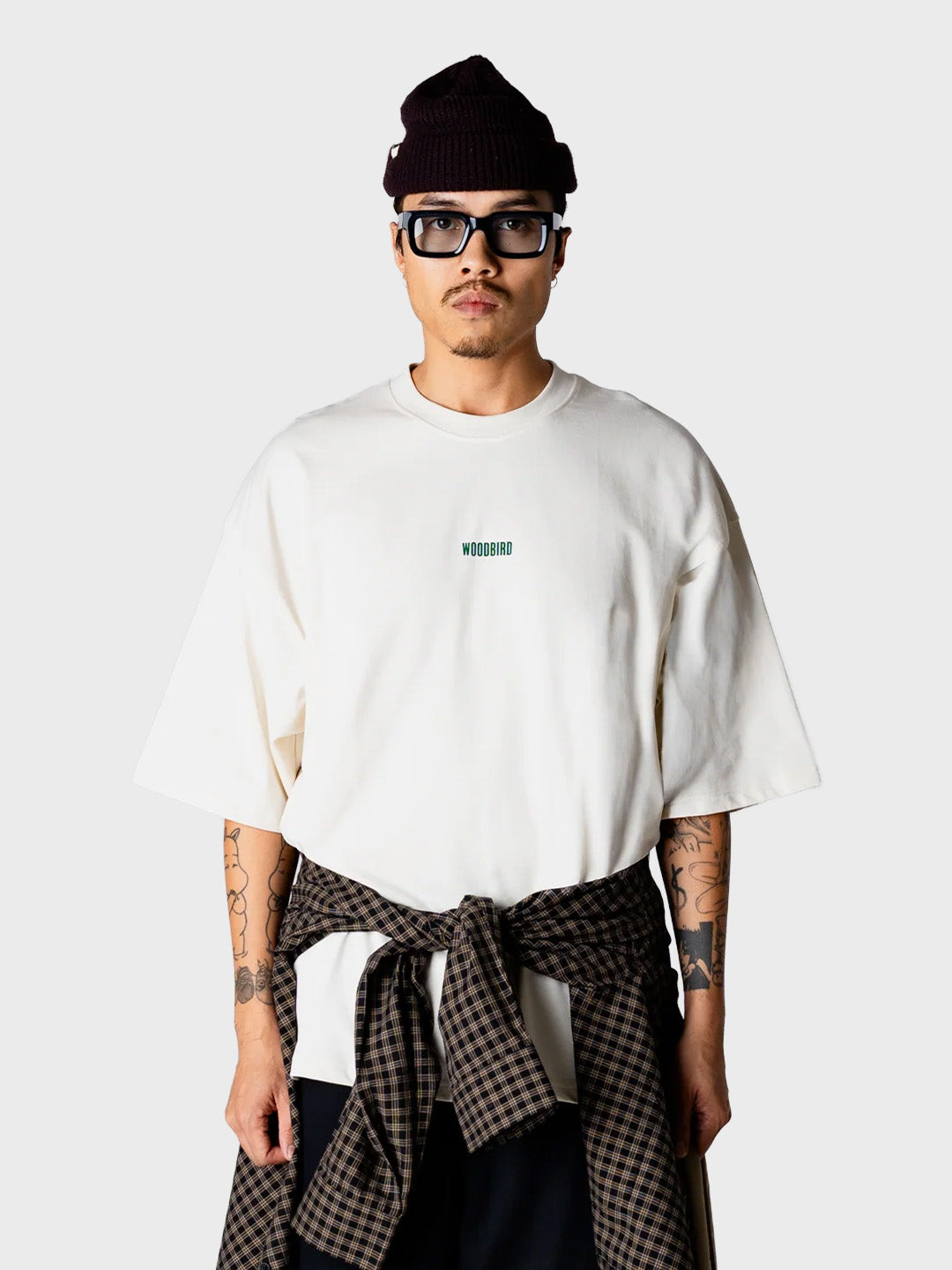 Woodbird WBBeam Lion T-Shirt Off-White - model voorkant