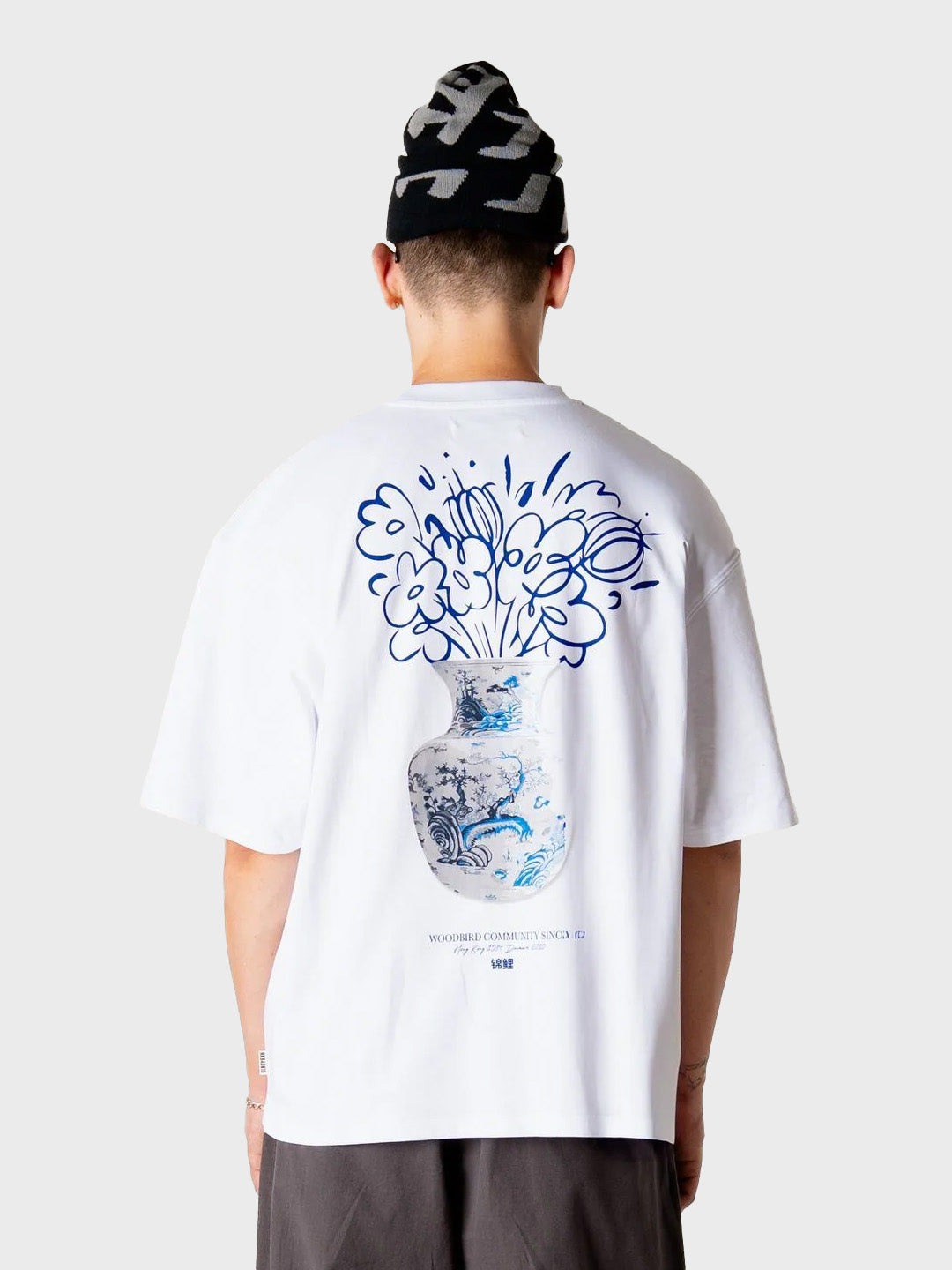 Woodbird WBBeam Ming T-Shirt White – model achterkant