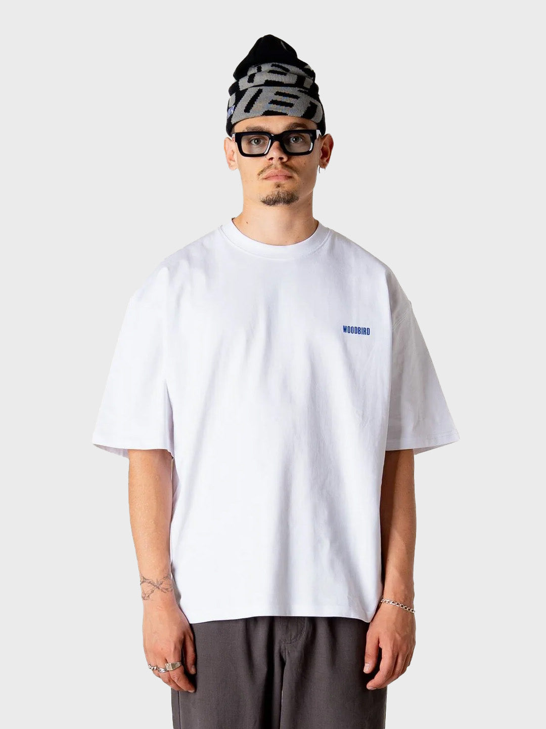 Woodbird t-shirt voor heren – wit model voorkant