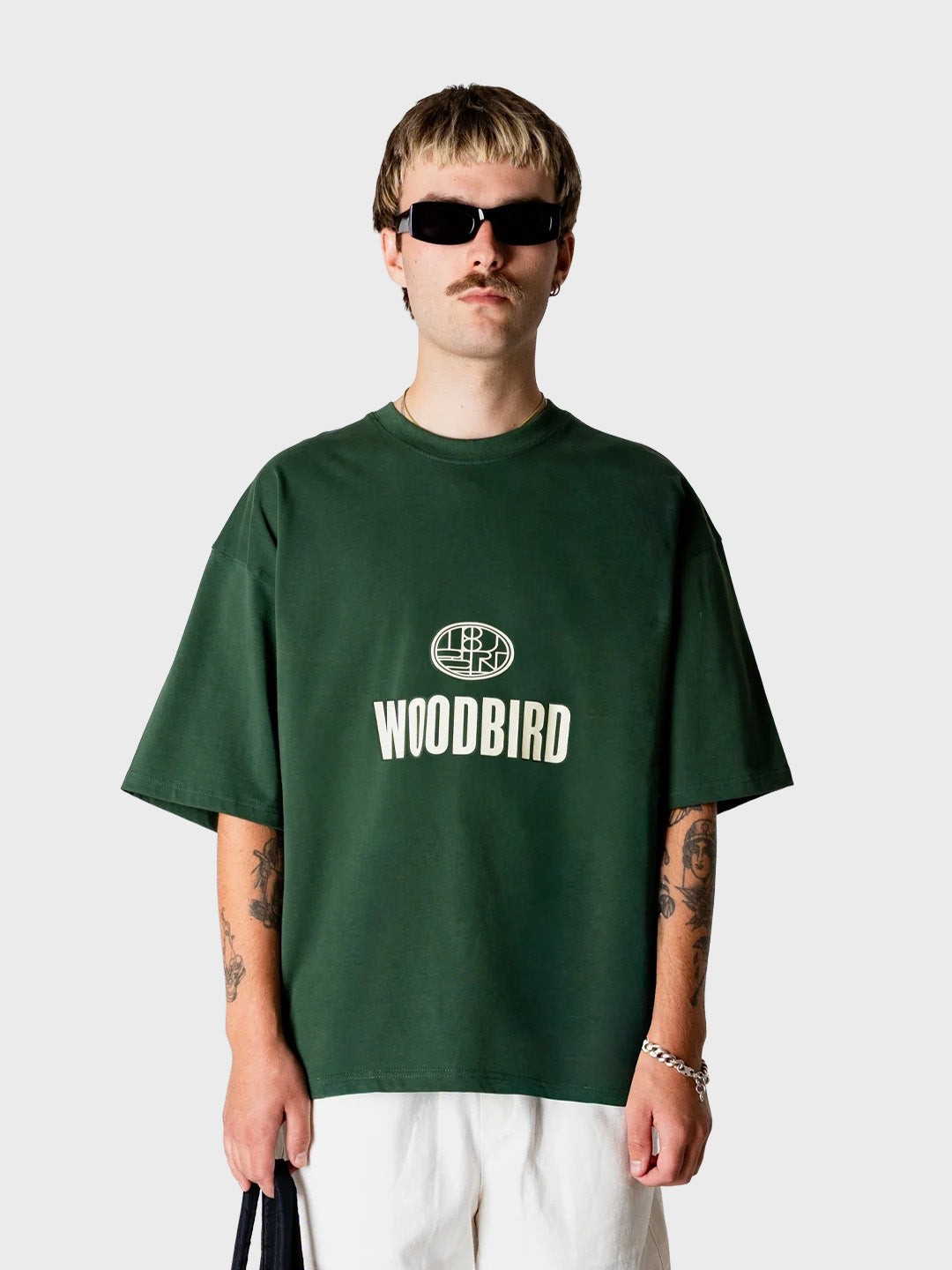 Woodbird WBBeam Nine T-Shirt Pine Green - model voorkant