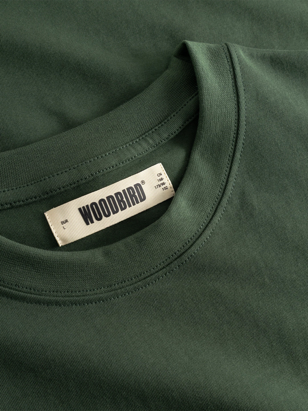 Woodbird WBBeam Nine T-Shirt Pine Green - close-up label